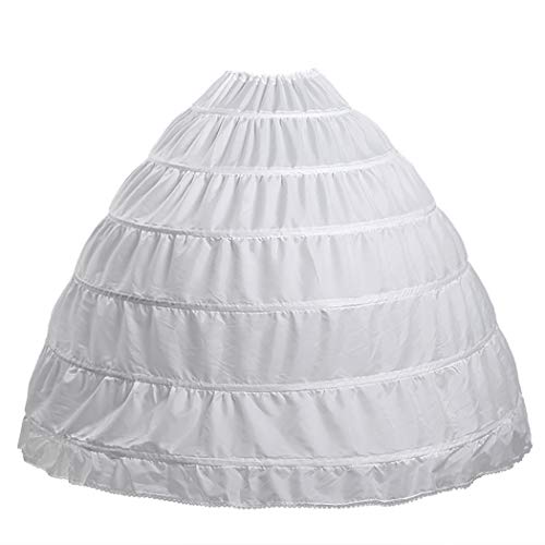 VeMee Full 6 Hoop Floor-Length Bridal Petticoat Women Crinoline Underskirt Slip Wedding Petticoat White