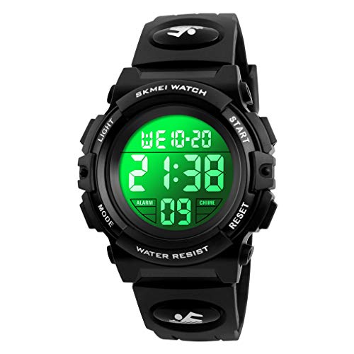 Dayllon Boys Digital Watch Outdoor Sports 50M Waterproof Electronic Watches Alarm Clock 12/24 H Stopwatch Calendar Wristwatch - All Black