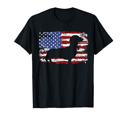 Dachshund Weiner Vintage American Flag T-Shirt