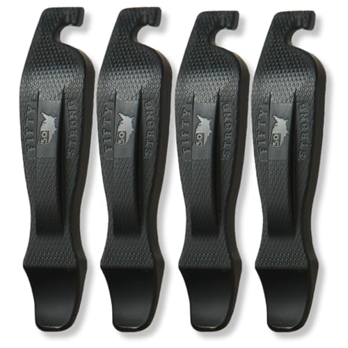50 Strong Bike Tire Levers | Set of 4 Ultra Strong Tire Spoons | Made in USA | Easy Grip Interlocking Design | Must Have Bicycle Accessories & Bike Tools | Premium Tire Tools