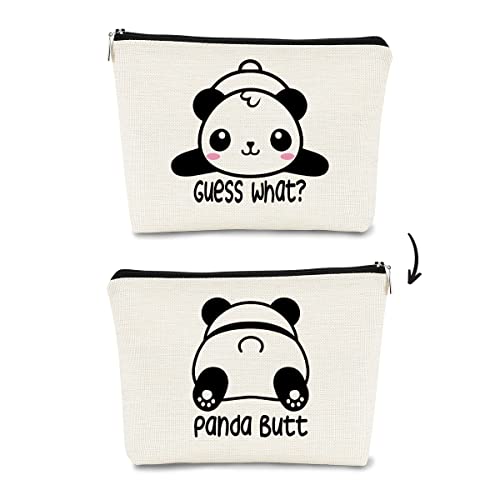Cute Baby Panda Guess What It's Pug Butt Makeup Bag,Funny Cartoon Cute Panda Cosmetic Bag Best Gift Idea for Panda Loves,Birthday Christmas for Girls Women, Makeup Case for Teen Girls Daughter