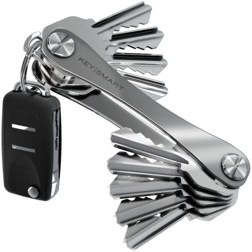 KeySmart Key Holder for Keychain Key Ring - Compact Key Organizer Key Chain Key Case, Minimalist Pocket-Sized EDC Keychain, Loop Piece for Car Fobs, Expandable (up to 14 Keys, Titanium)