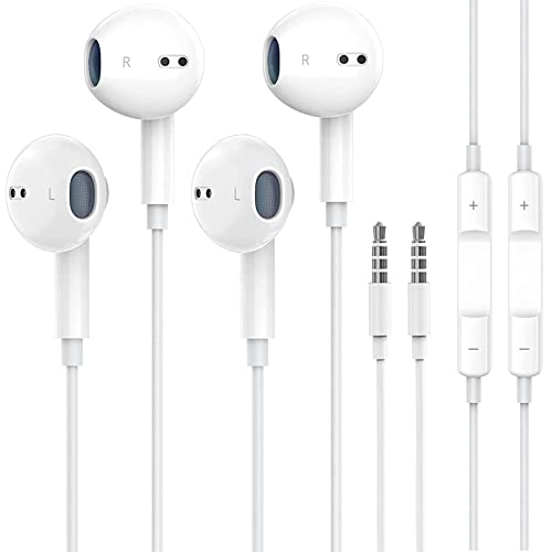2 Pack with Apple Earbuds 3.5mm Wired Earbuds/Headphones/Earphones Built-in Microphone & Volume Control【with Apple MFi Certified】 Compatible with iPhone,iPad,iPod,Computer,MP3/4,Android