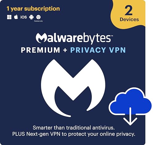 Malwarebytes Premium + Privacy VPN bundle | 1 Year, 2 Devices | PC, Mac, Android [Online Code]