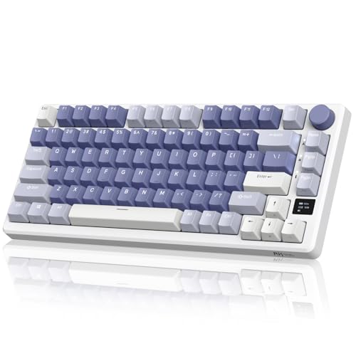 RK ROYAL KLUDGE M75 Mechanical Keyboard 2.4GHz/Bluetooth/USB-C Wired Gaming Keyboard 75% Layout 81 Keys Gasket Mounted with OLED Smart Display & Knob, RGB Backlight Hot-Swappable Brown Switch