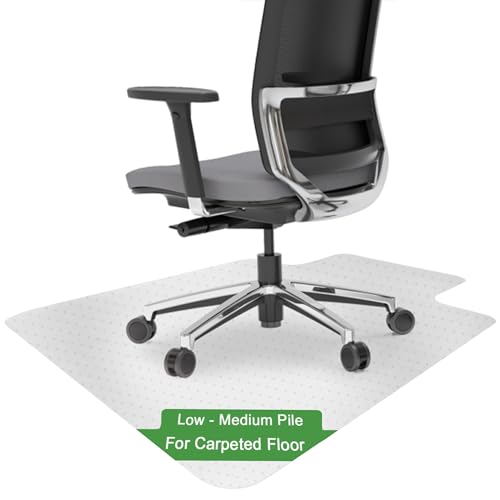 Chair Mat for Carpet- Low to Medium Pile (1/4' Thick) Carpet Protector for Office Gaming Desk Chair. Heavy Duty Desk Chair Mat for Carpeted Floors (for Carpet Floor, with Lip-47.5' x 35.5')