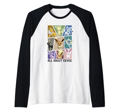 Pokémon Eevee Evolution Jolteon Flareon Umbreon Sylveon Raglan Baseball Tee