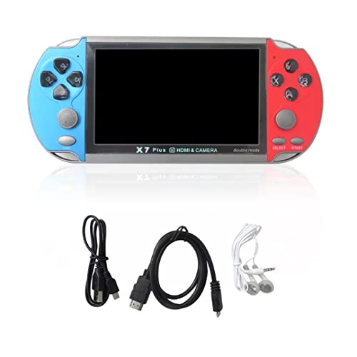 5.0 inch 8GB Retro Handheld Game Console Portable Video Game Support E-Book, Calculator, Clock Function, Calendar and Voice Recorder (Red and Blue)