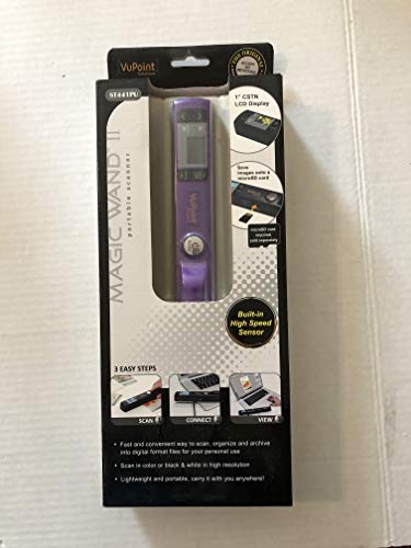 VuPoint Solutions PDS-ST441PU-VP Magic Wand Portable Scanner w/ Preview Display, 900 DPI Resolution, USB 2.0 (Purple)
