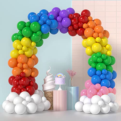 CANREVEL 129pcs Rainbow Balloon Arch Kit 18 12 10 5 Inch, Colorful Balloons Assorted Colors for Baby Shower Encanto Birthday Wedding Anniversary Bridal Shower Party Decoration