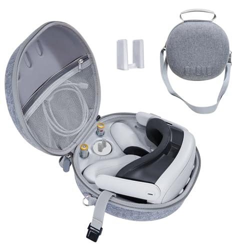 JDDWIN Hard Case Compatible with Meta Oculus Quest 3 VR Gaming Headset&Touch Controllers,Waterproof Shockproof Carrying Bag with Mesh Pocket for Travel and Home Storage Case (Grey)