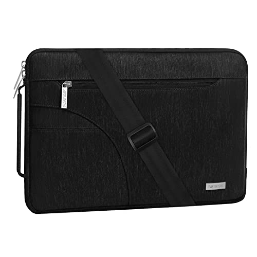 MOSISO Laptop Shoulder Bag Compatible with MacBook Air/Pro,13-13.3 inch Notebook,Compatible with MacBook Pro 14 2023-2021 A2779 M2 A2442 M1, Polyester Briefcase Sleeve with Side Handle, Black