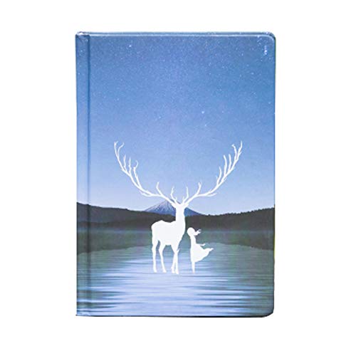 Kawaii Elk Girl Color Page Hardcover Notebook Cute Diary Book Beautiful Personal Journal Stationery School Office Supplies for Boys Girls (B)
