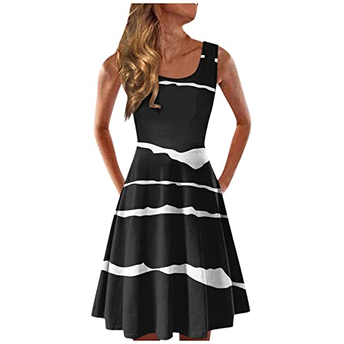 Huazi2 Satin Dress Sequin Shirt Dress Button Up Dress for Women Crochet Beach Dress Short White Dresses Women Casual Sleeveless Striped Tank Midi Dresses Shirred Dress Women,Dark Gray,XX-Large