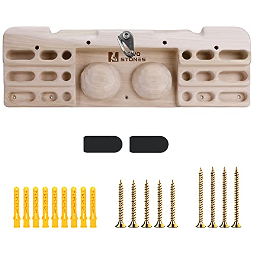 TWO STONES Hangboard Rock Climbing Pull Up Bar for Climbing, Fingerboard Climbing Training Board，Large Rock Climbing Hangboard with Jugs, Slopes, Pockets, and Edegs