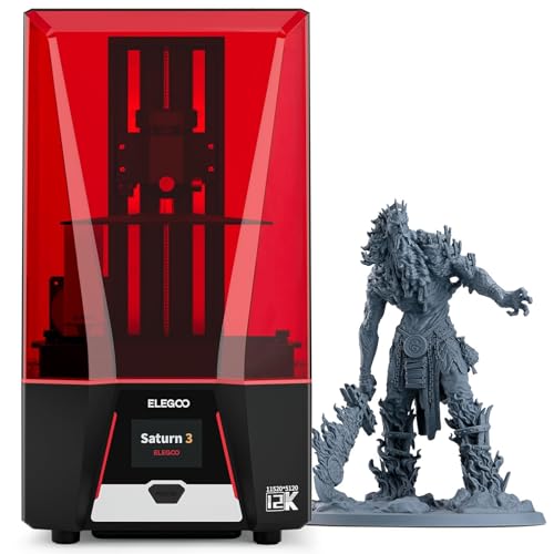 ELEGOO Saturn 3 MSLA 12K 3D Printer, Desktop Resin 3D Printer with 10-Inch Monochrome LCD, Voxeldance Tango Slicer, Large Printing Size of 218.88x122.88x250 mm³ / 8.62x4.84x9.84 Inch
