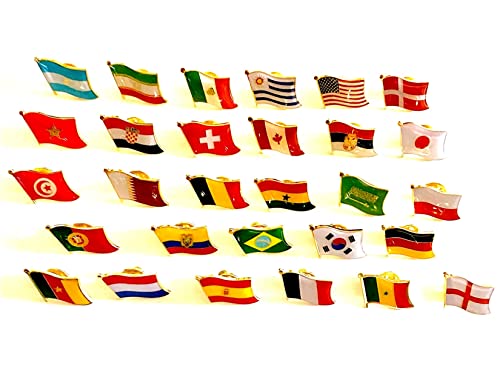 WOMENS WORLD CUP 2023 SOCCER FLAGS PIN SET- 32 Flag Lapel Pins, One Pin for Each Team Competing for the Cup, Pin Badge Set