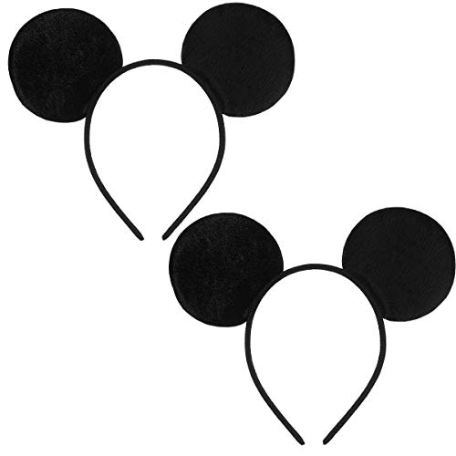 FANYITY 2 Pcs Mouse Ears, Mouse Costume Ears Headband for Children Mom Baby Boys Girls Women Party (Black)