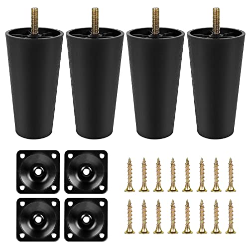 GGLTECK Sofa Legs, 4.6 inch Sofa Legs, Tapered Plastic Sofa Couch and Chair Legs M8 Thread (Metric 8mm) Replacement Furniture Legs Perfect for IKEA Or US Made, 4.6 inch Plastic Sofa Legs