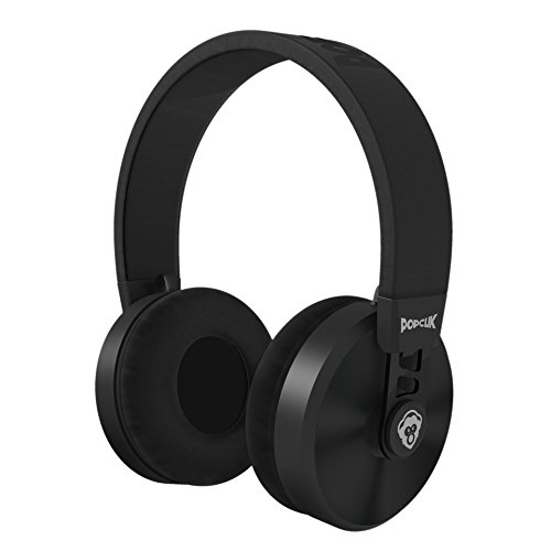 PopClik 2 ONE PRO Headphone Black Leather Elegance and Soft-Spoken Steel 50 mm Neodymium Magnet Driver Over The Ear
