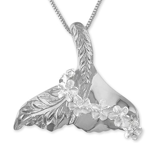 Sterling Silver Whale Tail Lei Pendant Necklace, 16+2' Extender