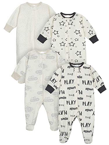 Onesies Brand unisex baby 4-pack 'N Play and Toddler Sleepers, Grey Neutral, Newborn US