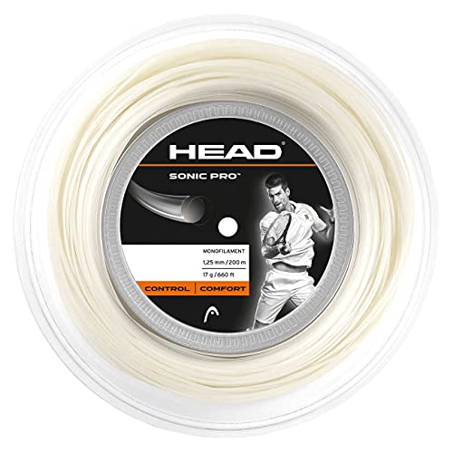 HEAD Sonic Pro Tennis Racket String 660' Reel - 17 Gauge Monofilament Racquet String, White