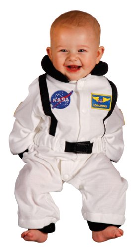 Aeromax Jr. Astronaut Suit with NASA patches and diaper snaps, WHITE, Size 6/12 Months (ASW-ROMP)