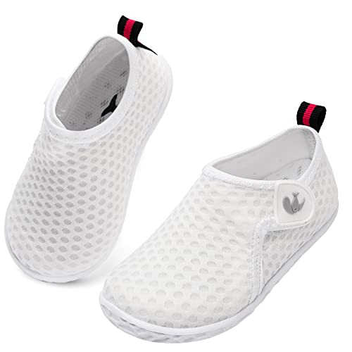 JIASUQI Baby Girls Boys Summer Water Skin Shoes Beach Sandals for Pool Surf Water Aerobics Dot White 12-18 Months