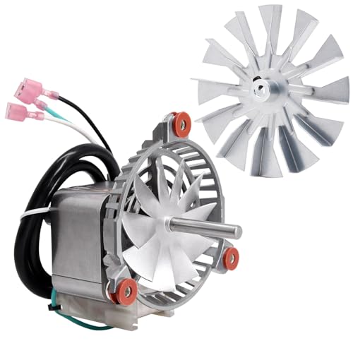 3-21-08639 Combustion Blower Exhaust Fan Motor for Harman Accentra & P35I & PF120 Pellet Stoves Inserts, with 3-21-00661 4 3/4' Single-Sided Paddle Fan Blade Impeller for Harman