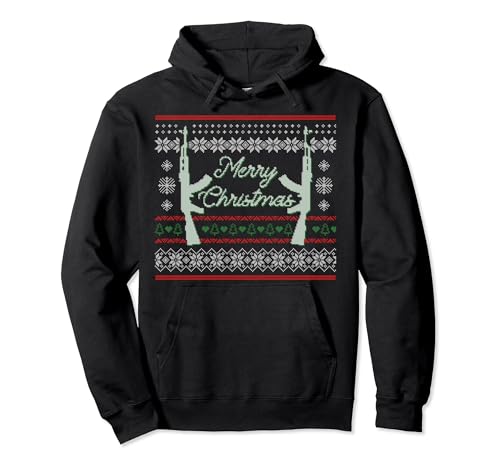 Guns For Christmas Ugly Hoodie Hunting Military Gift Idea Pullover Hoodie