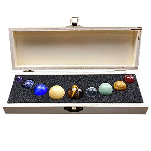 AITELEI Natural Solar System 9 Planets Decorations Gemstones Sphere Galaxy Universe Model Chakra Healing Crystal Sphere Ball Collective Figurines
