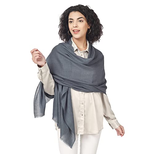 PASHWRAP Merino Wool Wrap Shawl for Women, Luxurious Warm and Large Pure Wool Shawl Wrap for Evening and Wedding Dresses (Slate)
