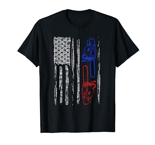 US FLAG CHAINSAW TShirt Lumberjack Logger Lumber Gift Tee