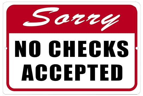 Sorry No Checks Accepted Cash Only Metal Tin Sign Business Retail Store Home Large Restaurant Bar Office Hotel