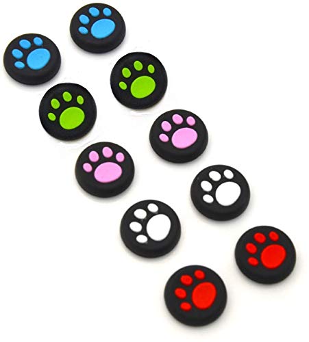 Timorn 5 Pairs/10 PCS Silicone Cat Pad Joystick Thumb Stick Caps Cover for PS4 PS3 PS2 Xbox One/360 Game Controller