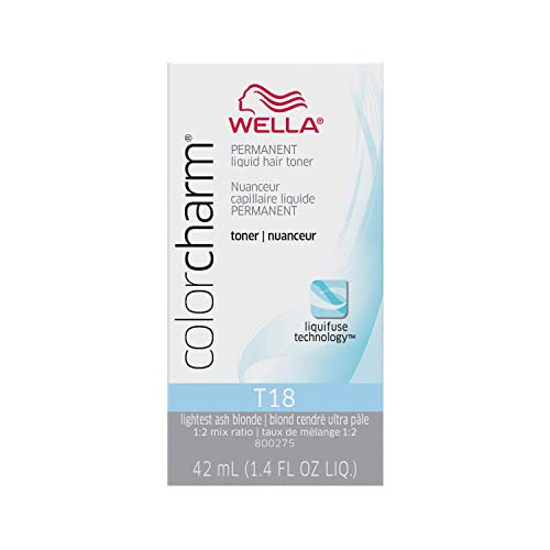 WELLA colorcharm Hair Toner, Neutralize Brass With Liquifuse Technology, T18 Lightest Ash Blonde, 1.4 oz