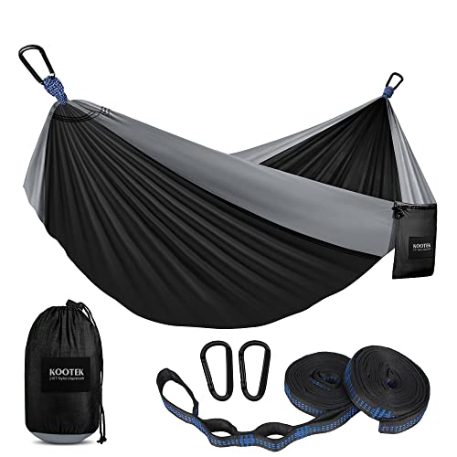 Kootek Camping Hammock 500 lbs Capacity, Camping Essentials, Lightweight Portable Double Hammock with Tree Straps, Camping Gear for Outside Hiking Camping Beach Backpack Travel