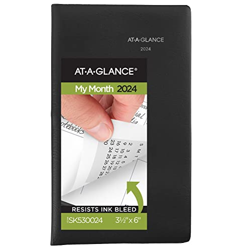 AT-A-GLANCE 2024 Monthly Planner, DayMinder, 3-1/2' x 6', Pocket Size, Black (SK530024)