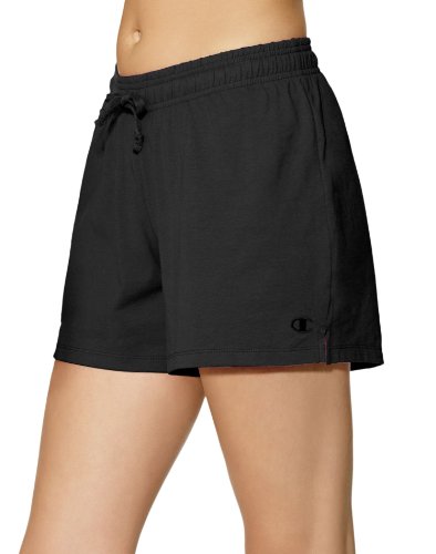 Champion, Jersey, Soft, Lightweight, Comfortable Shorts for Women, 5', Black, Medium