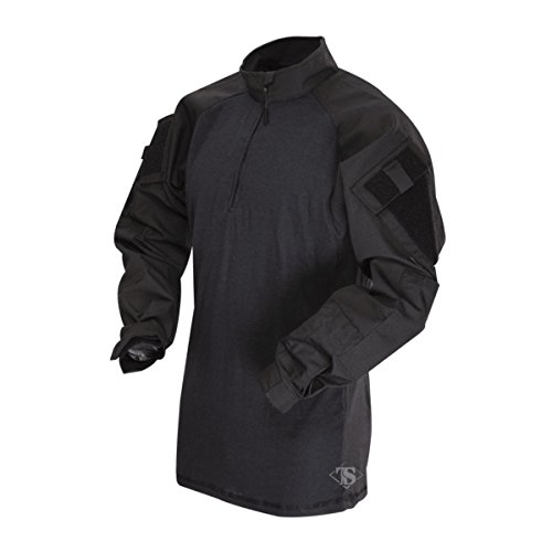 Tru-Spec Men's Regular T.R.U. 1/4 Zip Combat Shirt, Black/Black, Medium