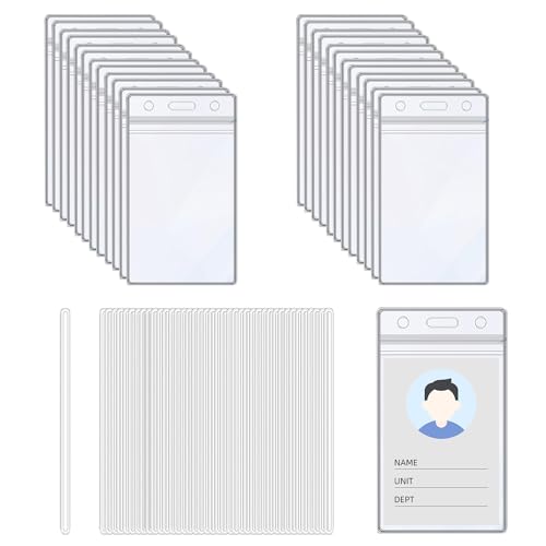 100 PCS Clear Plastic Bag Tags,Clear Luggage Tags with Clear Loop Straps,Waterproof Label Tag Holder Identification ID Card Badge Holder for Travel Business and Office Supplies (100)