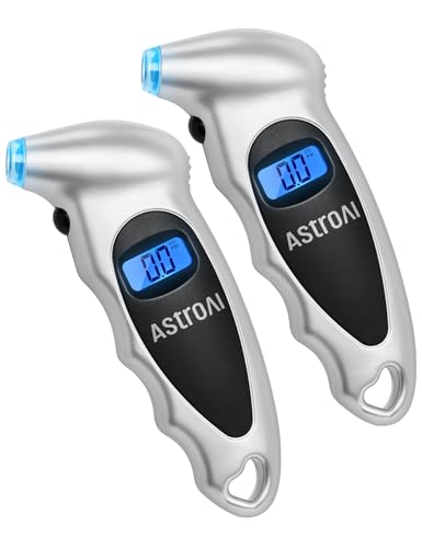AstroAI 2 Pack Digital Tire Pressure Gauge 150 PSI 4 Settings for Car Truck Bicycle with Backlit LCD and Non-Slip Grip Car Accessories