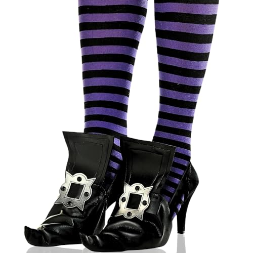 Black Witch Shoe Covers - Adult Size (1 Pair) - Spooky Costume Accessory for Halloween, Dress-Up & Pretend Play