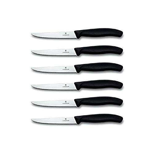 Victorinox Swiss Classic 6-Piece Steak Set (4½' Spear Point Serrated) Black, 4.25 x 0.5 x 0.5 inches, Multicolor