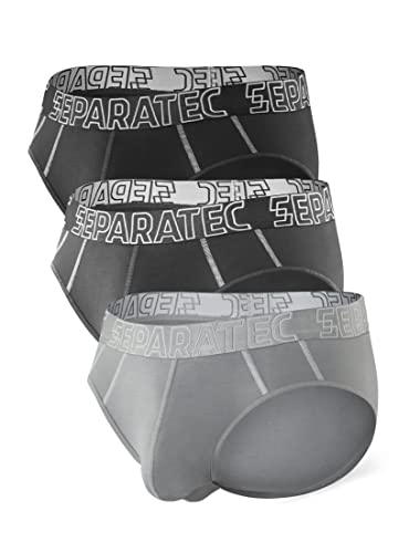 Separatec Men's Underwear Briefs Moisture Wicking Bamboo Rayon Comfortable Soft Dual Pouch Briefs for Men 3 Pack(M,Black/Dark Gray/Gray)