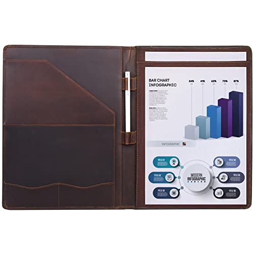 Jack&Chris Leather Portfolio, A4 Document Folder Legal Pad Padfolio, Professional Writing Letter Notepad Clipboard Sleeve Organizer, Resume Folio Binder for Men&Women,JC1823