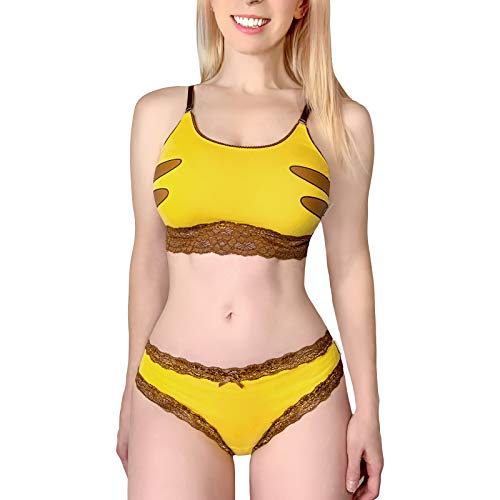 Littleforbig Lacy Trim Women Nightwear Strap Sleepwear Cami Top Shorts Lingerie bralette loungewear Set - I choose You XL Yellow