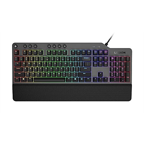 Lenovo GY40T26478 Legion K500 RGB Mechanical Gaming Keyboard, 3 ZONE Full-size Keyboard, 7 user Programmable Hot Keys; 16.8 Million Colors, 50 Million-Click Red Mechanical Keys, Detachable Palm Rest