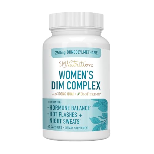 DIM Supplement Complex 250 mg | Hormone Balance for Women | Estrogen Menopause Relief, Hot Flashes & Night Sweats, PCOS & Estrogen Metabolism Support Supplements with Dong Quai | Gluten-Free | 60 Ct